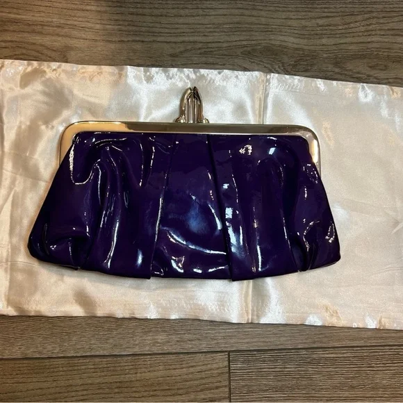 Christian Louboutin Miss Loubi Patent Leather Clutch on a Chain in Purple